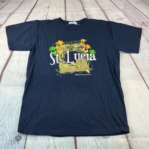 Vintage Princess Cruises St Lucia T-Shirt Mens Adult Medium Blue Caribbean SS